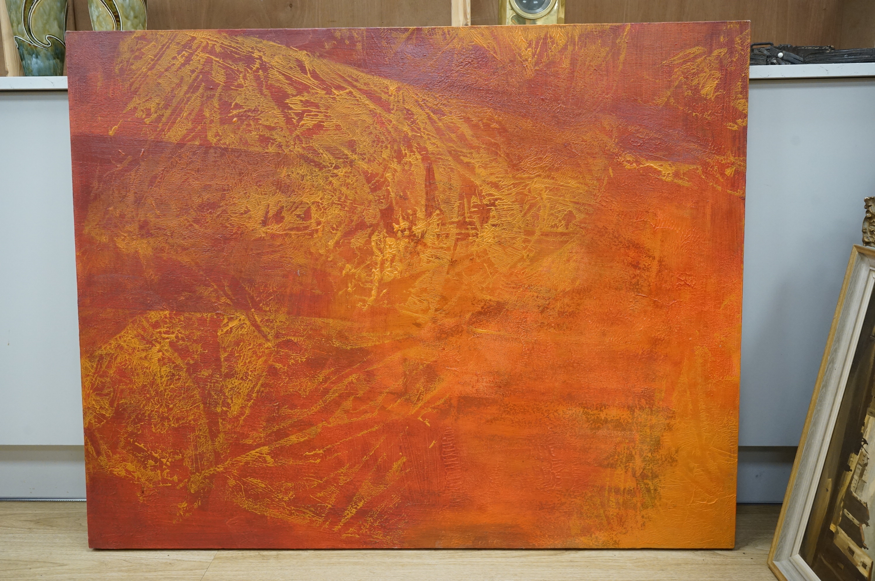 Lucy Price (Contemporary), untitled abstract composition, signed and dated 2009 verso, oil on canvas, unframed, 97 x 122cm